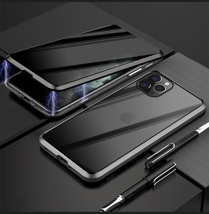 ✨ Magnetyczne etui na iPhone'a z przyciemnianym szkłem i metalową ramką 📱🔒
