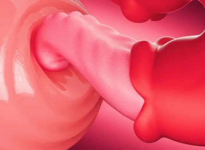 Różany język, lizanie łechtaczki, podwójny wibrator, dildo