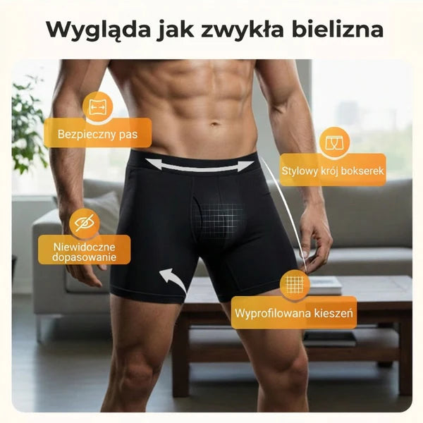 🌿 Męskie bokserki z ultra chłonnym wkładem na nietrzymanie moczu – oddychające, antybakteryjne, dyskretne – Płatność przy odbiorze ✨