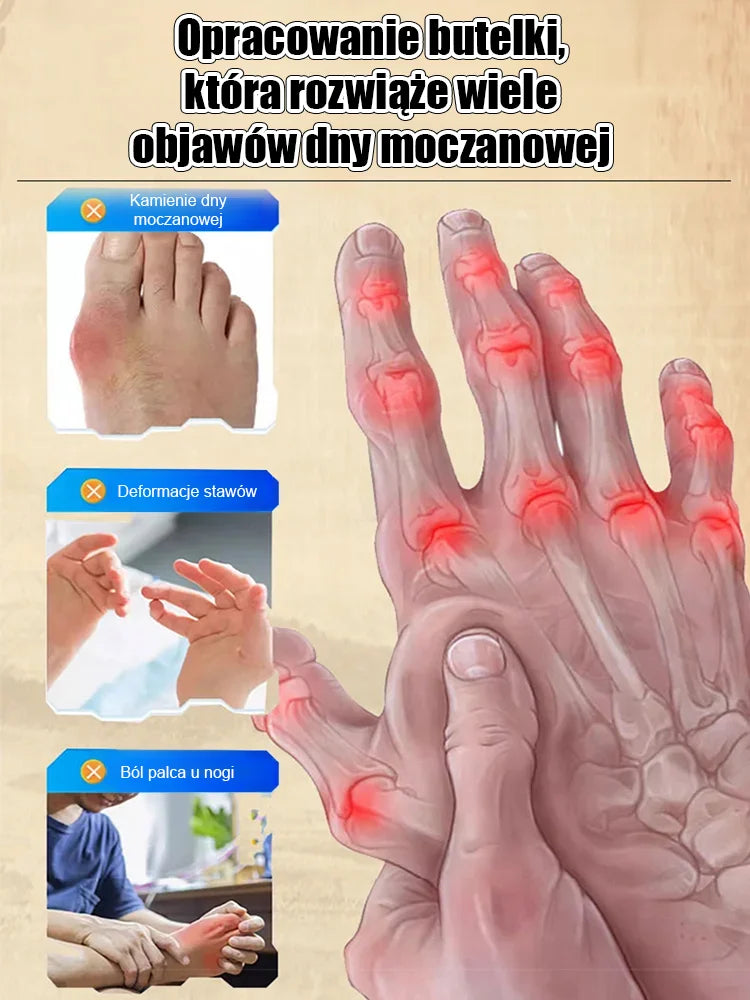 Żel medyczny na stawy na dnę moczanową Nie znoś ataków dny moczanowej! Żel szybko się wchłania, działa w ciągu 10 minut i łagodzi obrzęk i ból!