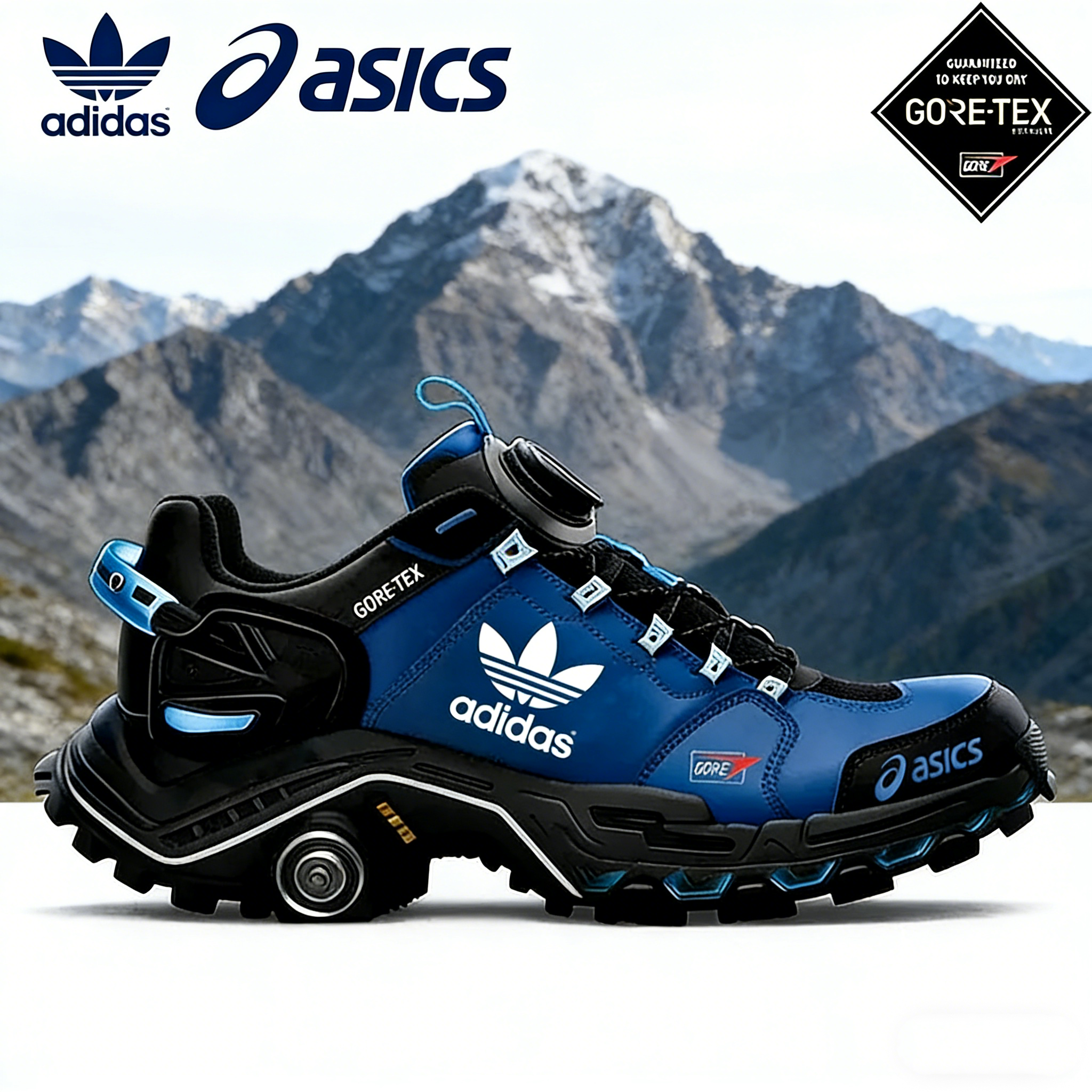 Buty trekkingowe adidas × asics GORE-TEX – szybkie wypięcie i podeszwa antypoślizgowa