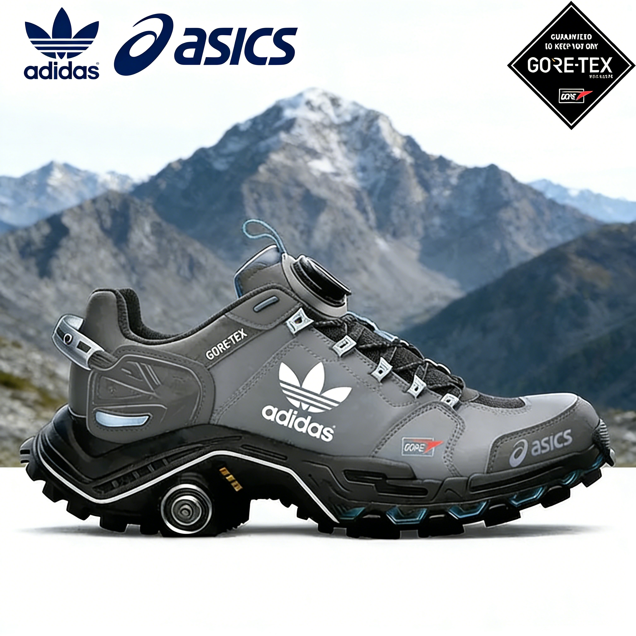 Buty trekkingowe adidas × asics GORE-TEX – szybkie wypięcie i podeszwa antypoślizgowa