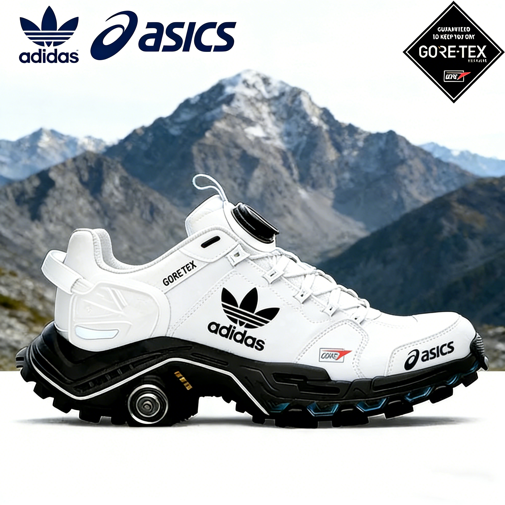 Buty trekkingowe adidas × asics GORE-TEX – szybkie wypięcie i podeszwa antypoślizgowa