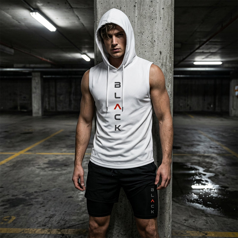 🏃 Męski komplet składający się z bluzy bez rękawów i spodenek – oddychający i szybkoschnący 🏋️‍♂️