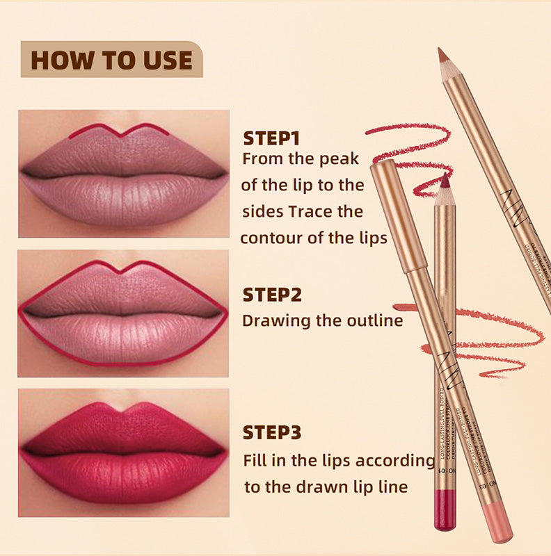 💄🎨Zestaw 12 kolorowych, odpornych na rozmazywanie kredek do ust