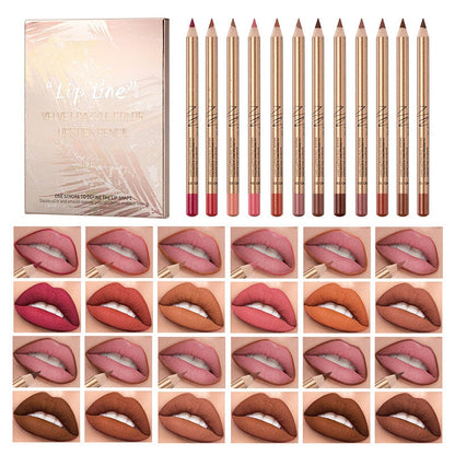 💄🎨Zestaw 12 kolorowych, odpornych na rozmazywanie kredek do ust