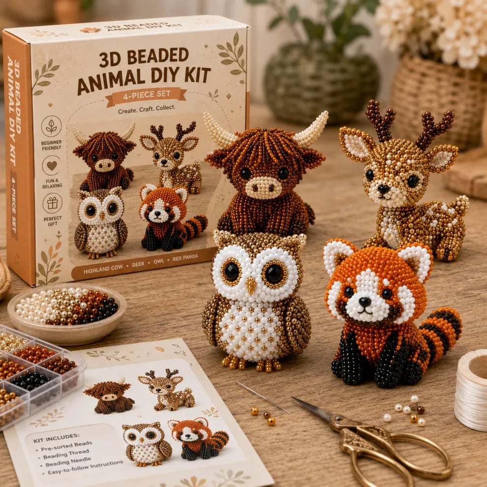 🏆Wyprzedaż czasowa 🧵✨Zestaw do rękodzieła w kształcie małych zwierzątek z koralikami 3D