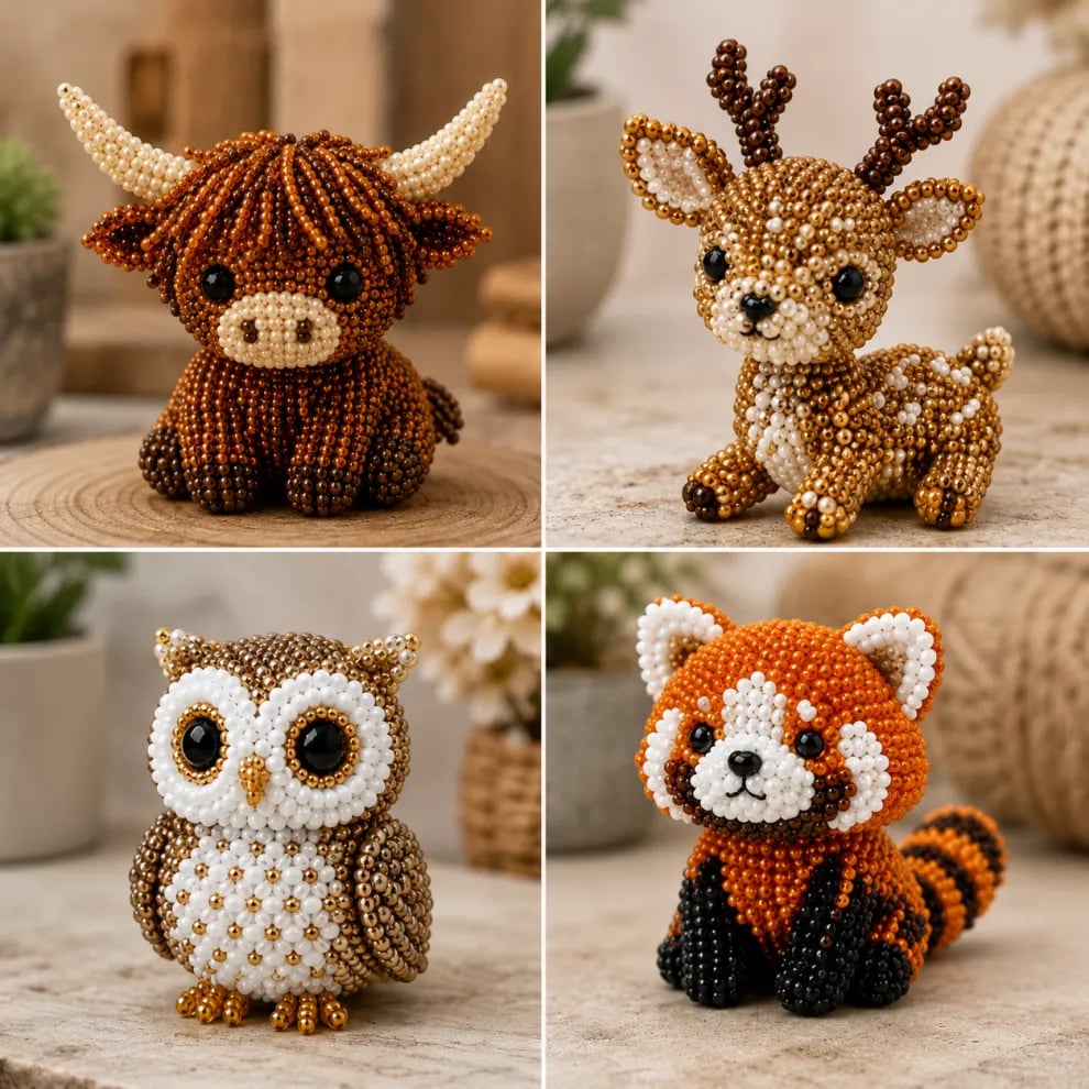 🏆Wyprzedaż czasowa 🧵✨Zestaw do rękodzieła w kształcie małych zwierzątek z koralikami 3D