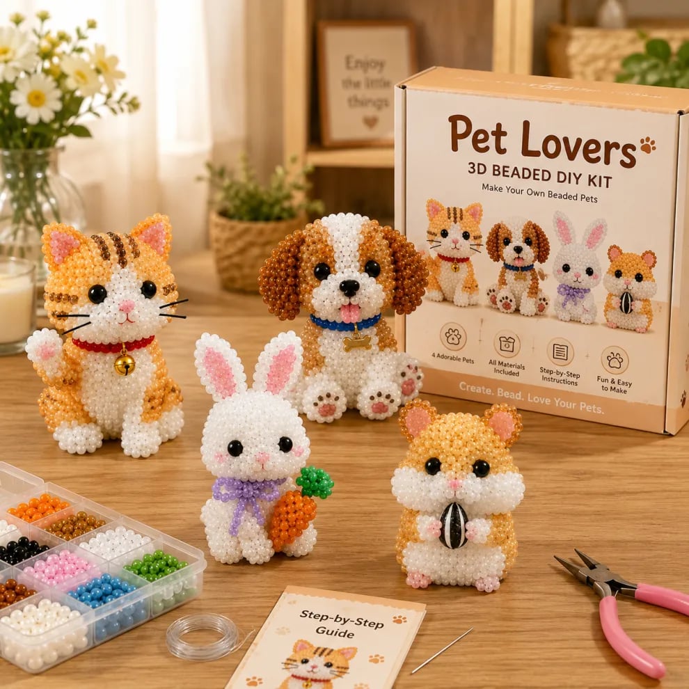 🏆Wyprzedaż czasowa 🧵✨Zestaw do rękodzieła w kształcie małych zwierzątek z koralikami 3D